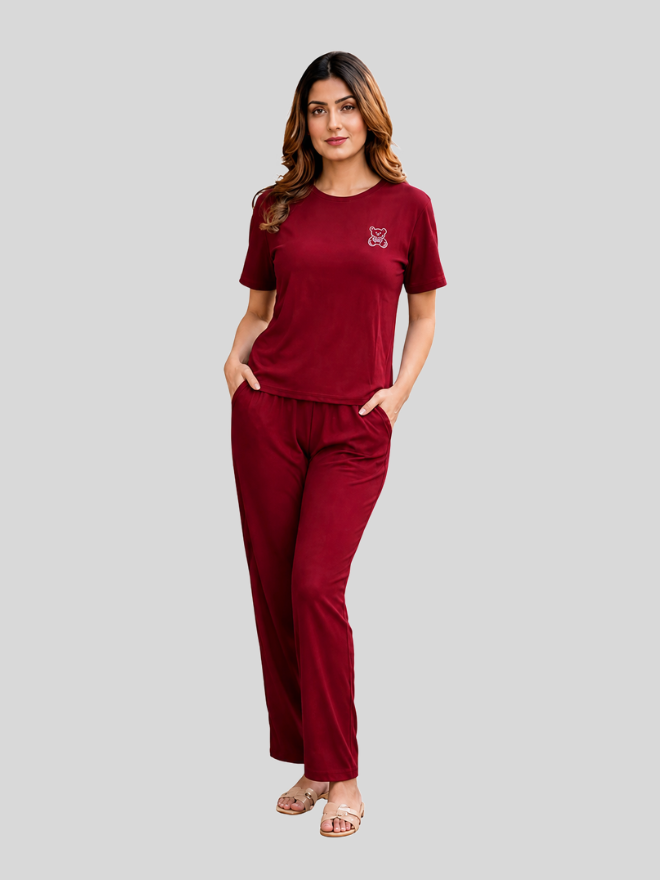 2 Piece Night Suit Set | Imported Lycra Cotton Blend | Short Sleeve Top with Pants | Summer Loungewear |