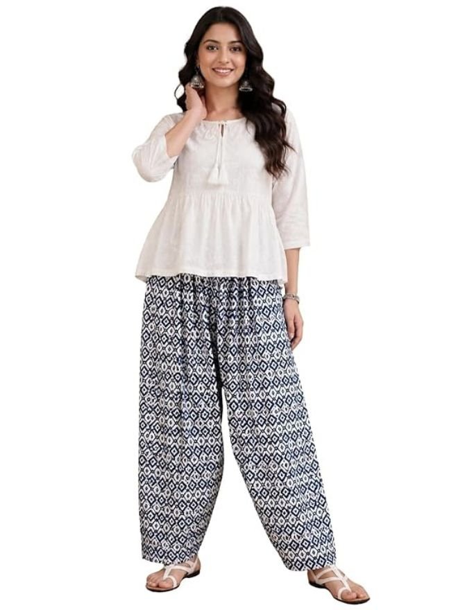 Women Ikat Print Rayon Farshi Salwar | Summer Casual Wear |